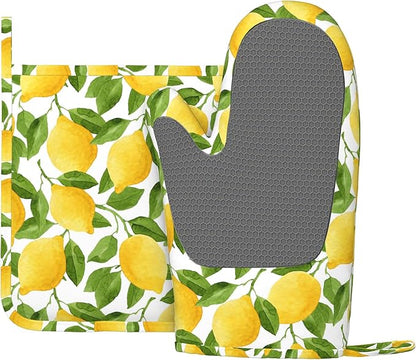 Lemon Oven Mitts and Pot Holders Sets of 4, Resistant Hot Pads - Image 2