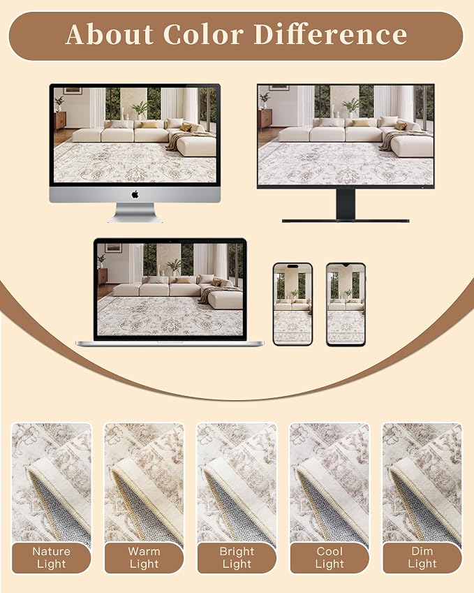 Madane 2x4 Washable Rugs for Entryway, Low Pile Non-Slip Small Area Rug Kitchen - Image 6