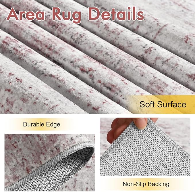 2x6 Ft Washable Runner Rug, Non-Slip Low Pile Hallway Kitchen Area Rug - Image 6