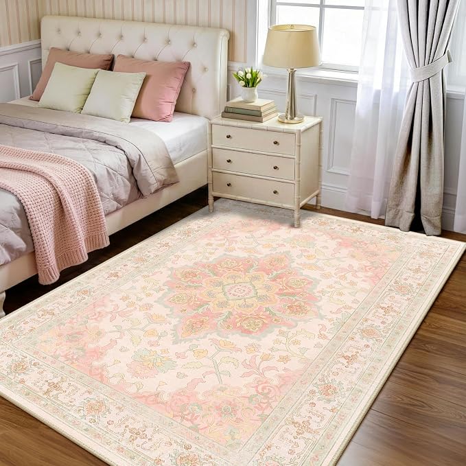 CAPALOCA Machine Washable Rugs Nursery Rug 4x6 Cute Girl Non Slip Low Pile - Image 2
