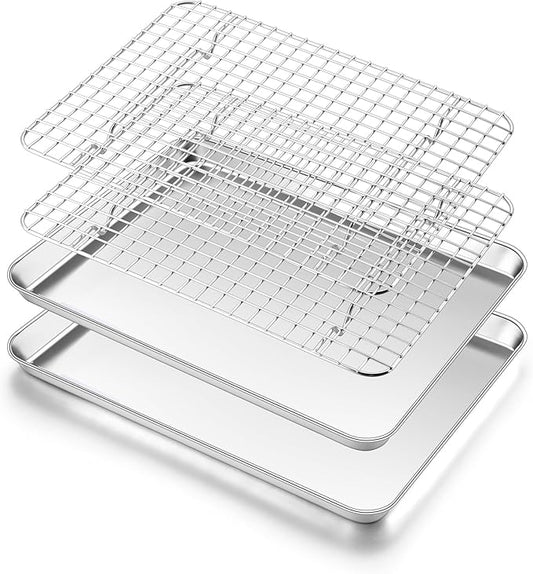Homikit Cookie Sheet with Rack, 10 x 8 Inch Stainless Steel Cookie Sheets with by Homikit