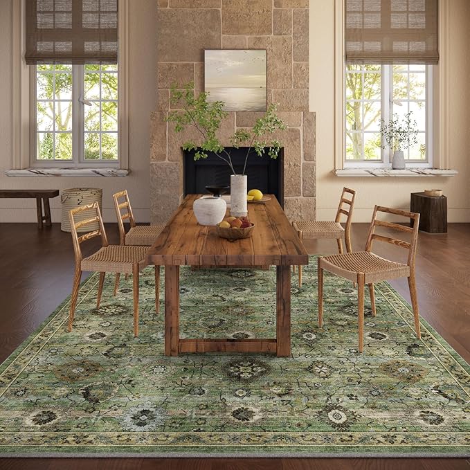Washable Area Rugs for Living Room: 8x10 Rug Boho Vintage Rugs Stain Resistant - Image 5