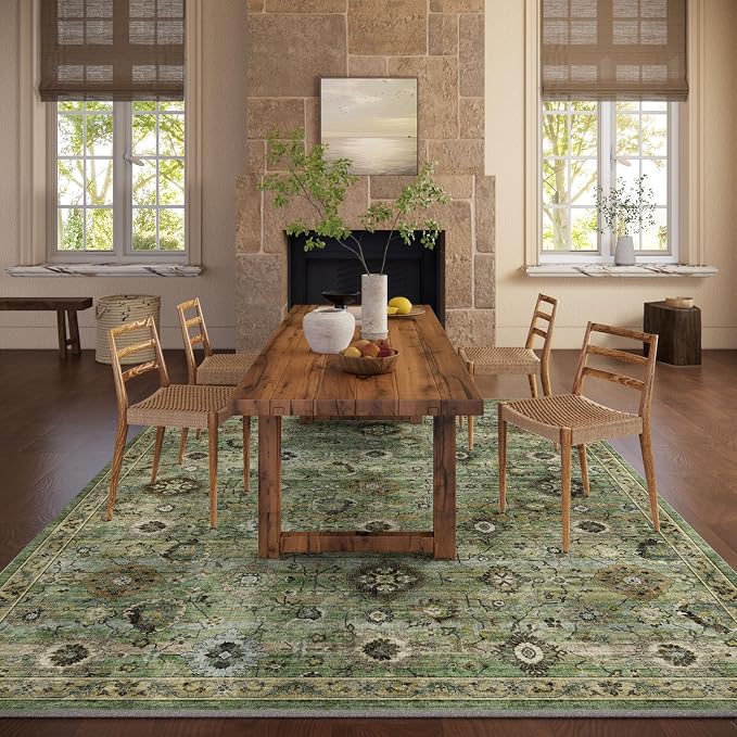 Washable Area Rugs for Living Room: 9x12 Rug Boho Vintage Rugs Stain Resistant - Image 5