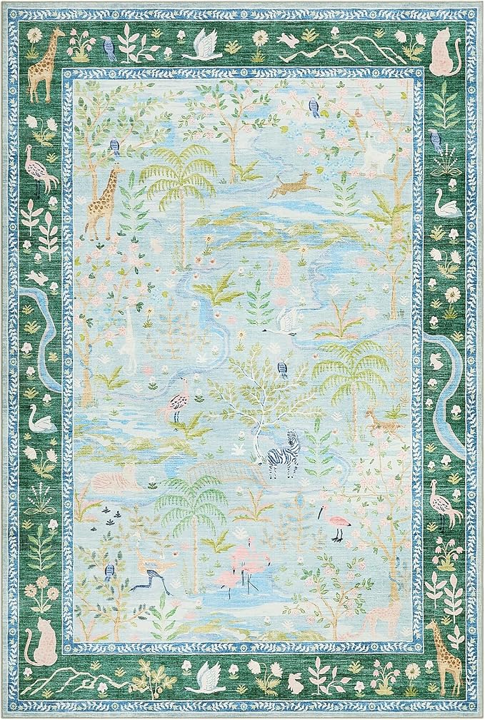 4x6 Whimsical Safari Nursery Area Rug Washable Non Slip Small Living Room Rugs - Image 4
