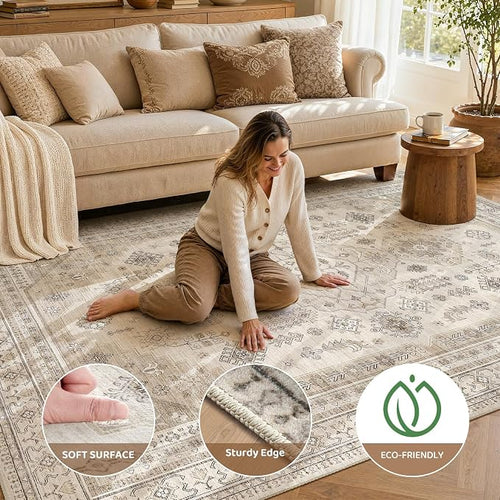 9x12 Washable Area Rug, Large Rugs - Image 2