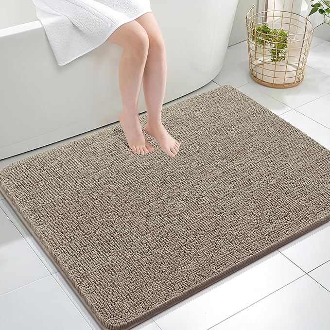 OLANLY Large Bathroom Rugs 40x32, Extra Soft Absorbent Chenille Bath Rugs by OLANLY