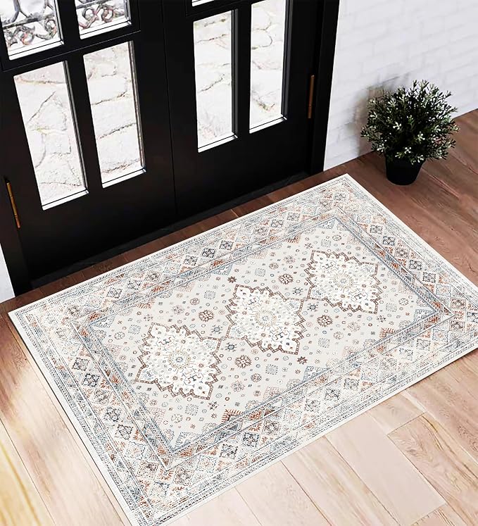 CHAMPLANT Area Rug 2x3 Washable Rug Door Mat Vintage Distressed Doormat Indoor by CHAMPLANT