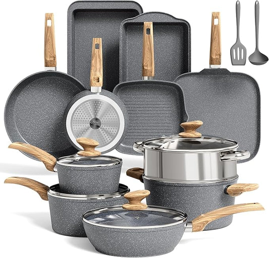 MAISON ARTS 17 Piece Pots and Pans Set Non Stick, Kitchen Cookware Sets by MAISONARTS