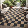 Lahome Checkered Easy Jute Area Rug, 5x7 Outdoor Patio Rug Washable Carpet by Lahome