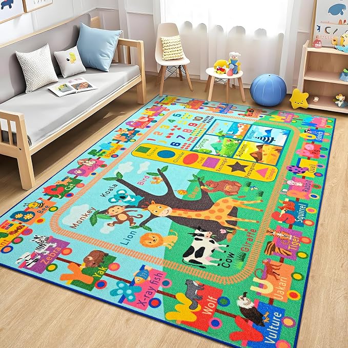 Kids Rug for Playroom, 6x9 ABC Educational Carpet for Classroom, Fun Alphabet - Image 9