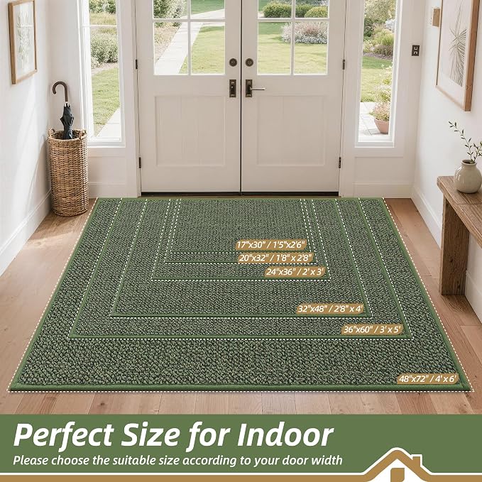BEQHAUSE Dirt Trapper Door Mat 20" x 32", Non-Slip Washable Doormats Entrance - Image 2