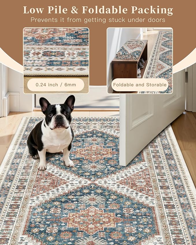Madane Runner Rug 2'6''x8' Kitchen Runner, Hallway Runner Printed Vintage - Image 6