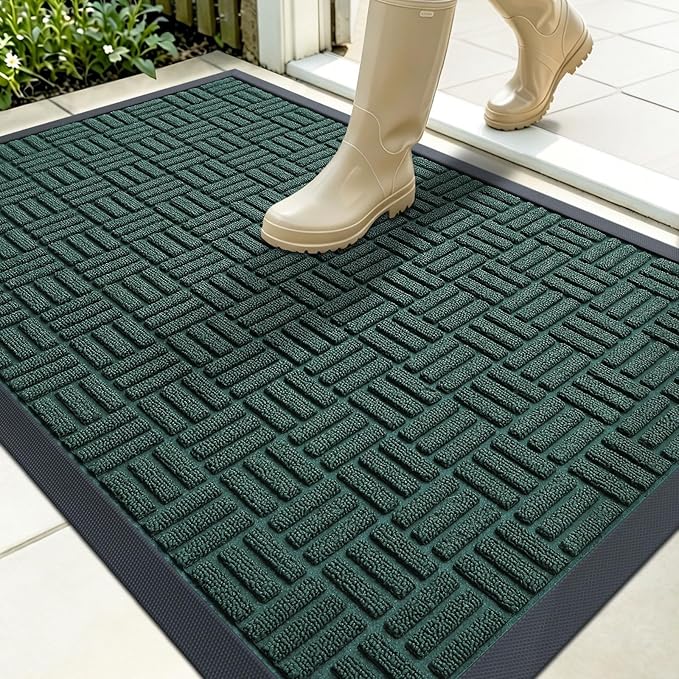 OLANLY Front Door Mat Outside Entrance 35x23, Heavy Duty Sturdy Natural Rubber by OLANLY