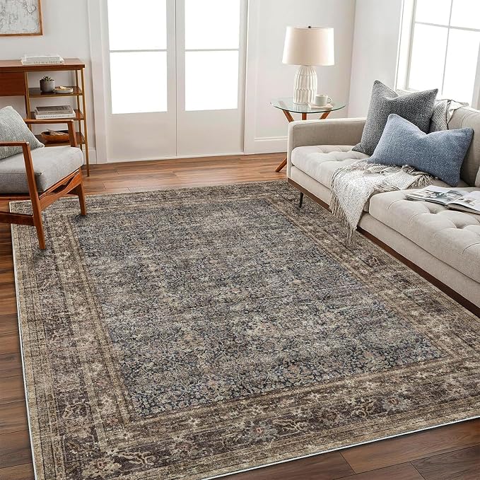 CHAMPLANT Washable Area Rug 9'x12' Retro Boho Design Non-Shedding Easy Care - Image 2