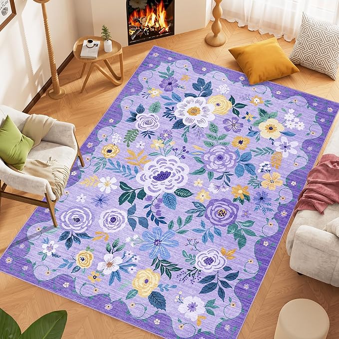 DUKINO 8x10 Area Rug, Floral Rugs - Image 3