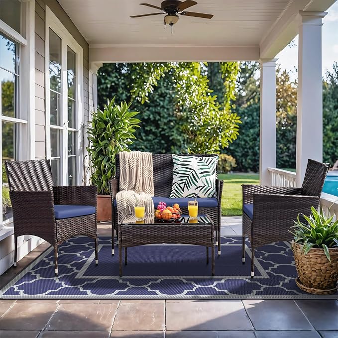 GENIMO Outdoor Rug 8' x 10' Patio Waterproof, Foldable Reversible Plastic Straw - Image 7