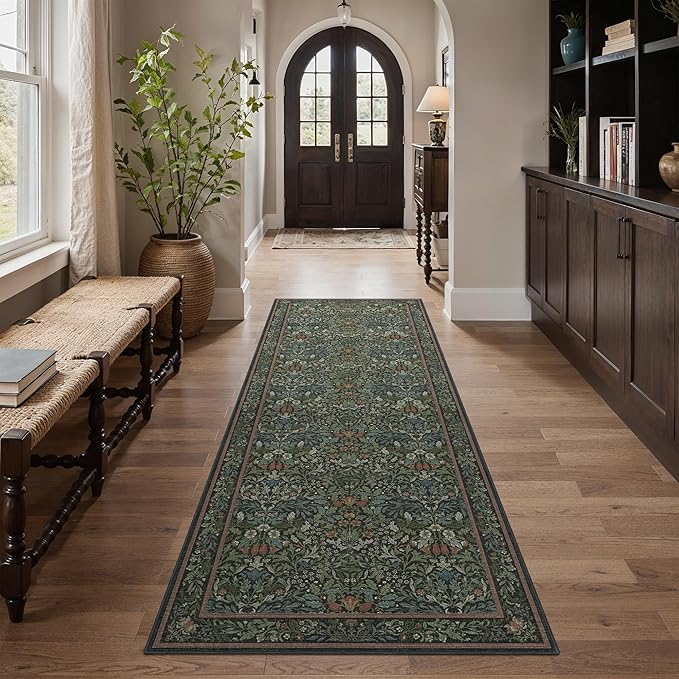 GENIMO Washable Floral Runner Rug 2’6” x 7’, Non-Slip Long Hallway Carpet by GENIMO