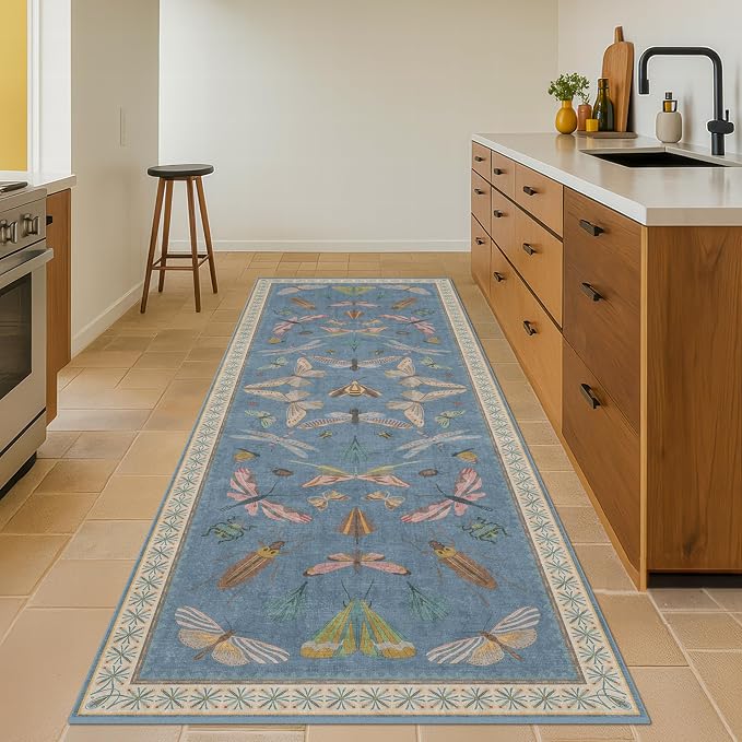 Colorful Vintage Runner Rug 3x10, Washable Carpet - Image 3