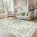 Madane 8x10 Area Rugs for Living Room, Machine Washable Vintage Green Rug by Madane
