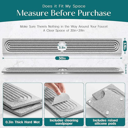 Stone Faucet Mat for Kitchen Sink, Diatomite Stone Drying Mat for Kitchen - Image 6