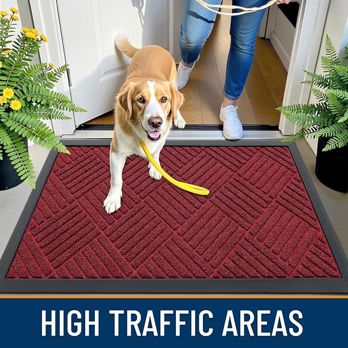 OLANLY Front Door Mat Outside Entrance 33x21, Heavy Duty Sturdy Natural Rubber - Image 5