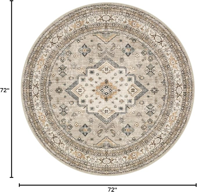 6ft Round Vintage Living Room Area Rug - Image 2
