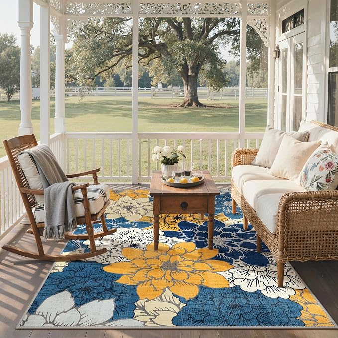 GENIMO Indoor Outdoor Area Rug 5'x8', Machine Washable Rugs - Image 7