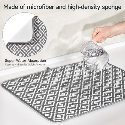 Subekyu 2 Pack Dish Drying Mat, 24*18 inch Ultra Absorbent Microfiber Dishes - Image 4
