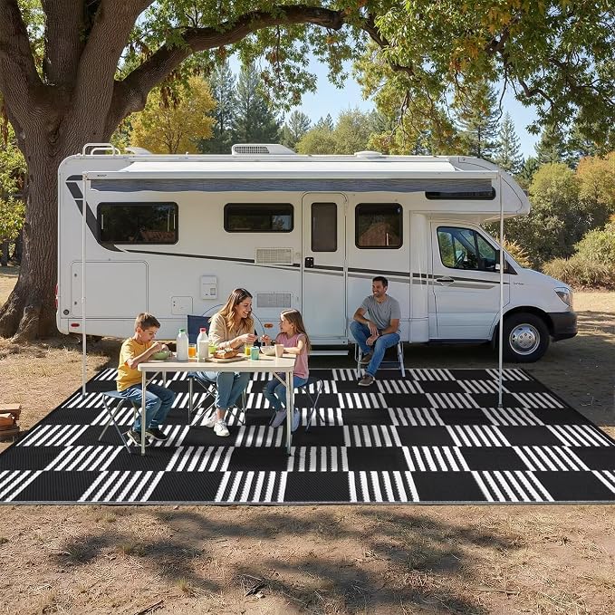 Garvee Waterproof Outdoor Rug 5x8, Checkered Foldable Plastic Straw Patio - Image 6