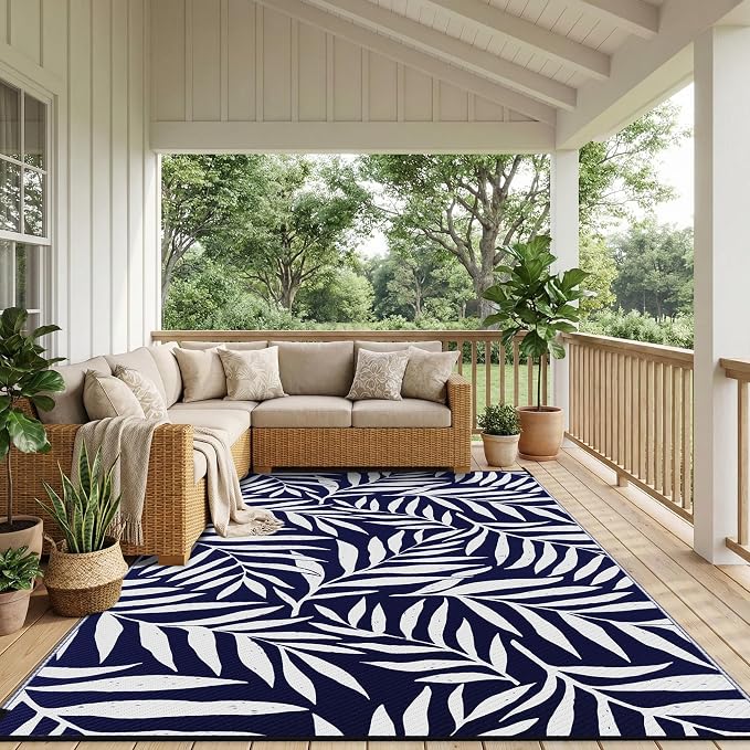 Smiry Outdoor Rug 8x10 ft, Waterproof Reversible Plastic Straw Rugs, Outdoor - Image 6