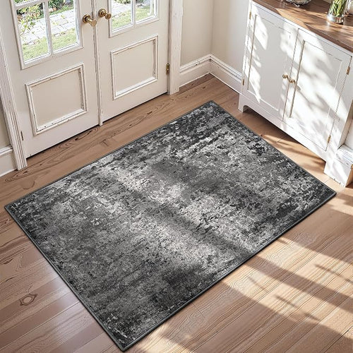 2x5 Black Rug Runners for Hallways Kitchen Runner Rug Non Slip Washable Black by OmpaaHomeDecor