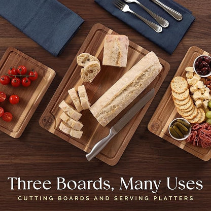 Pre-Oiled, Non Toxic 3-Piece Acacia Cutting Board Set - Image 8