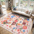 Blush Floral Washable 6x9 Area Rug, Soft Bedroom Rug by WelcometoBabovid