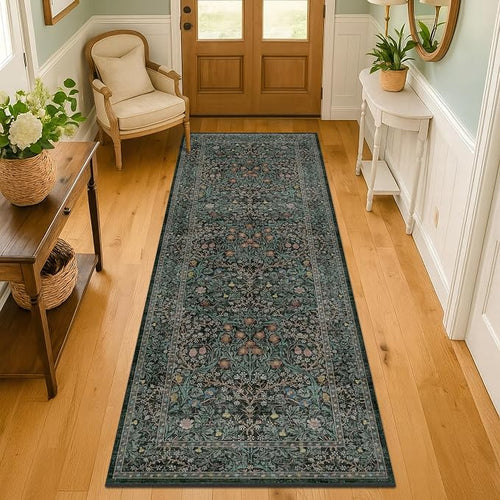 8ft Long Runners for Hallways Non Slip, Entryway Indoor, Washable Rubber by HazoHaus