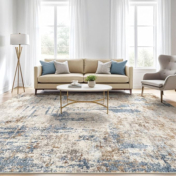 5x8 Area Rug Washable Rugs: Living Room Large Abstract Modern Soft Stain - Image 5