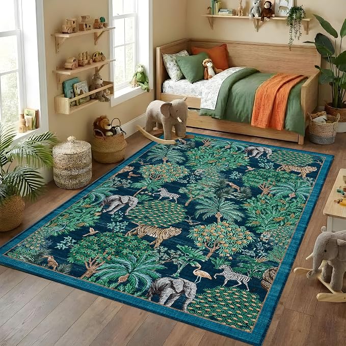GarveeHome Jungle Animal Print Rug 3x5 Washable Area Rugs - Image 2