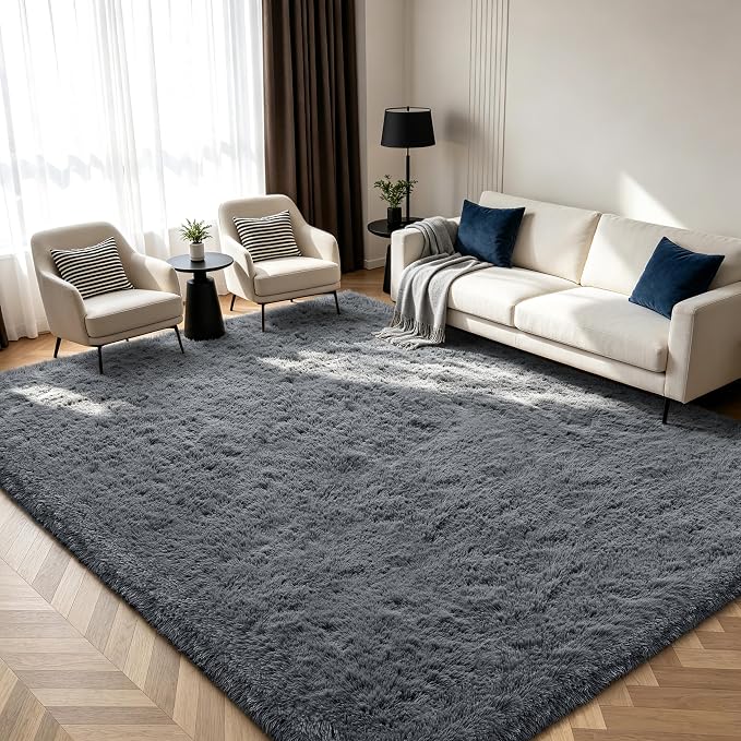 10X14 Large Shag Area Rugs for Living Room Bedroom, Big Soft Purple Fluffy Rug - Image 4