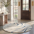 SAFAVIEH Florida Shag Collection 11' Round Cream/Blue SG471 Abstract Wave by Unknown