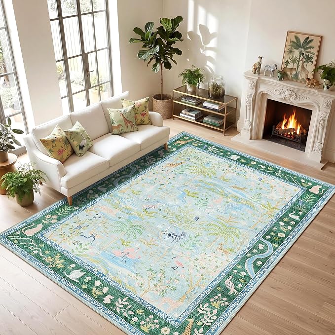 4x6 Whimsical Safari Nursery Area Rug Washable Non Slip Small Living Room Rugs - Image 9