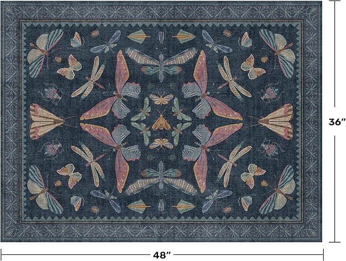 Washable 3x4 Entryway Rug, Non Slip Vintage Area Rug - Image 2