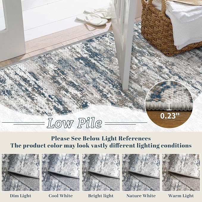 Runners for Hallways Ultra Non-Slip 2x4 Washable Kitchen Rug Abstract Tear and - Image 6