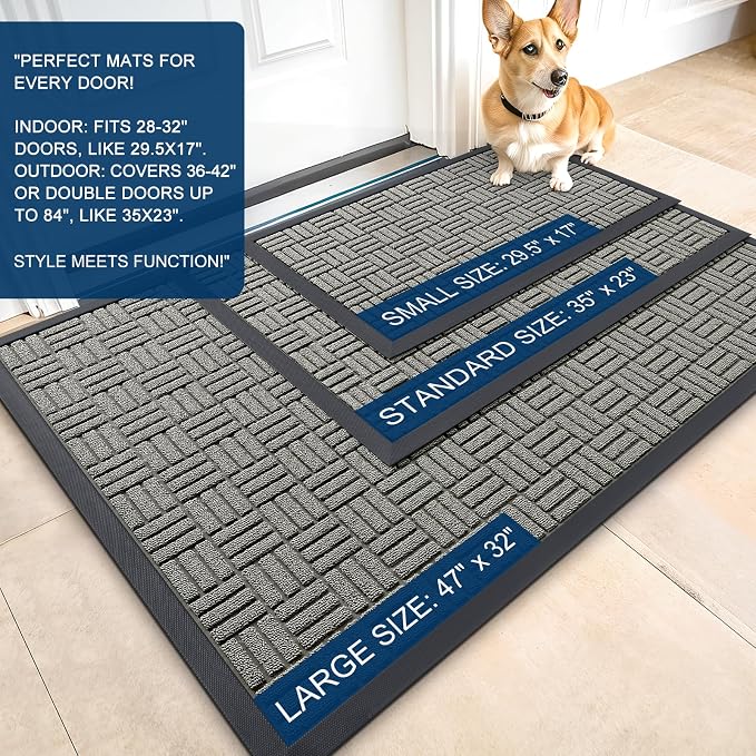 OLANLY Front Door Mat Outside Entrance 71x47, Heavy Duty Sturdy Natural Rubber - Image 2