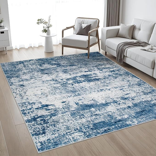 8x8 Area Rug Living Room Rug: Washable Modern Abstract Soft Thin Rug Indoor - Image 2