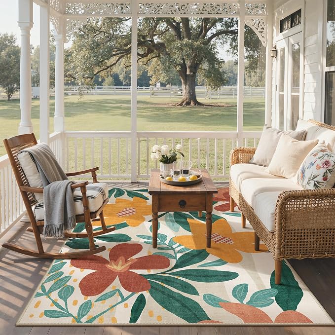 GENIMO Indoor Outdoor Area Rug 8'x10', Machine Washable Rugs - Image 4