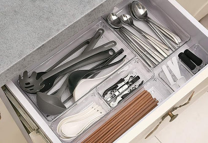5 Pack Clear Plastic Drawer Organizer Tray Cutlery Utensil Makeups Drawer - Image 4