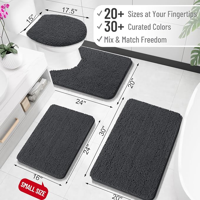 OLANLY Bathroom Rugs 35x24, Extra Soft Absorbent Chenille Bath Rugs, Rubber - Image 2