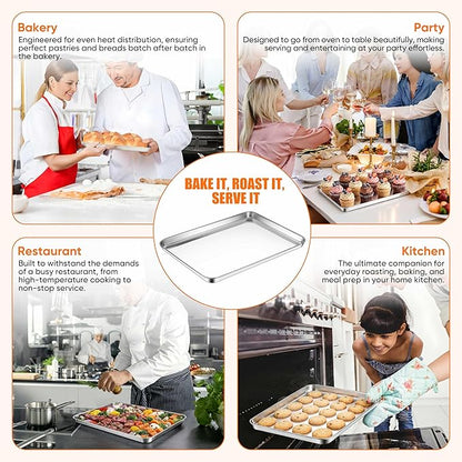 LIANYU 2 Pack Stainless Steel Cookie Sheet Pans, Commercial Grade Baking Sheet - Image 7