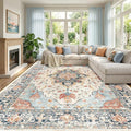 RELEANY Area Rugs Large 10'x14' Washable Non-Slip, Floral Vintage Distress by RELEANY