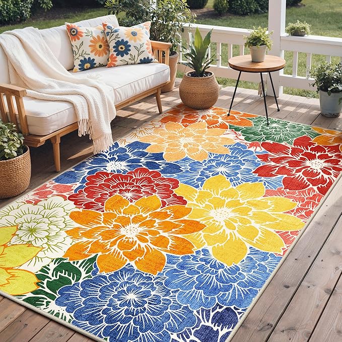 GENIMO Indoor Outdoor Area Rug 6'x9', Machine Washable Rugs - Image 3