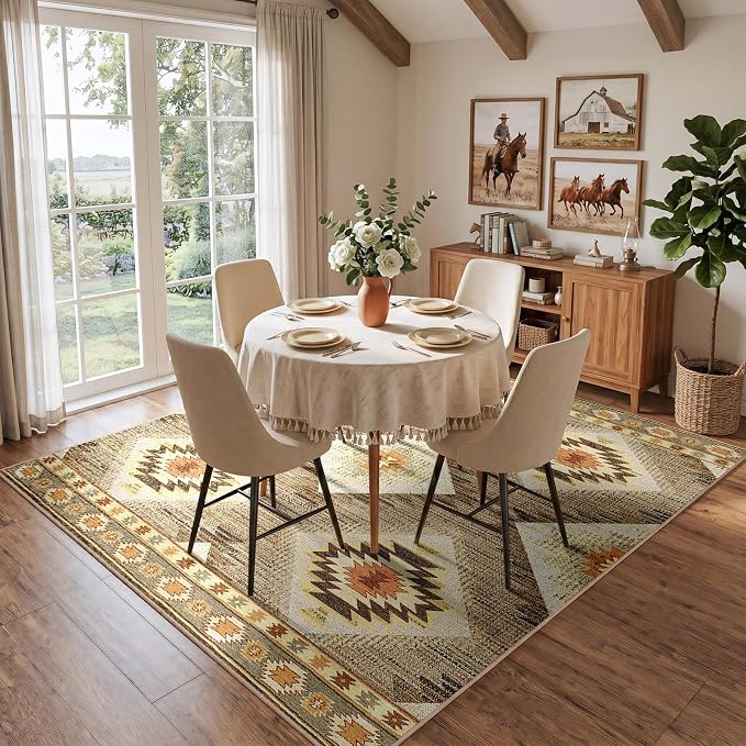 BESTSWEETIE Area Rug 4x4 Rug Machine Washable Non-Slip Low Pile Print Pattern - Image 5